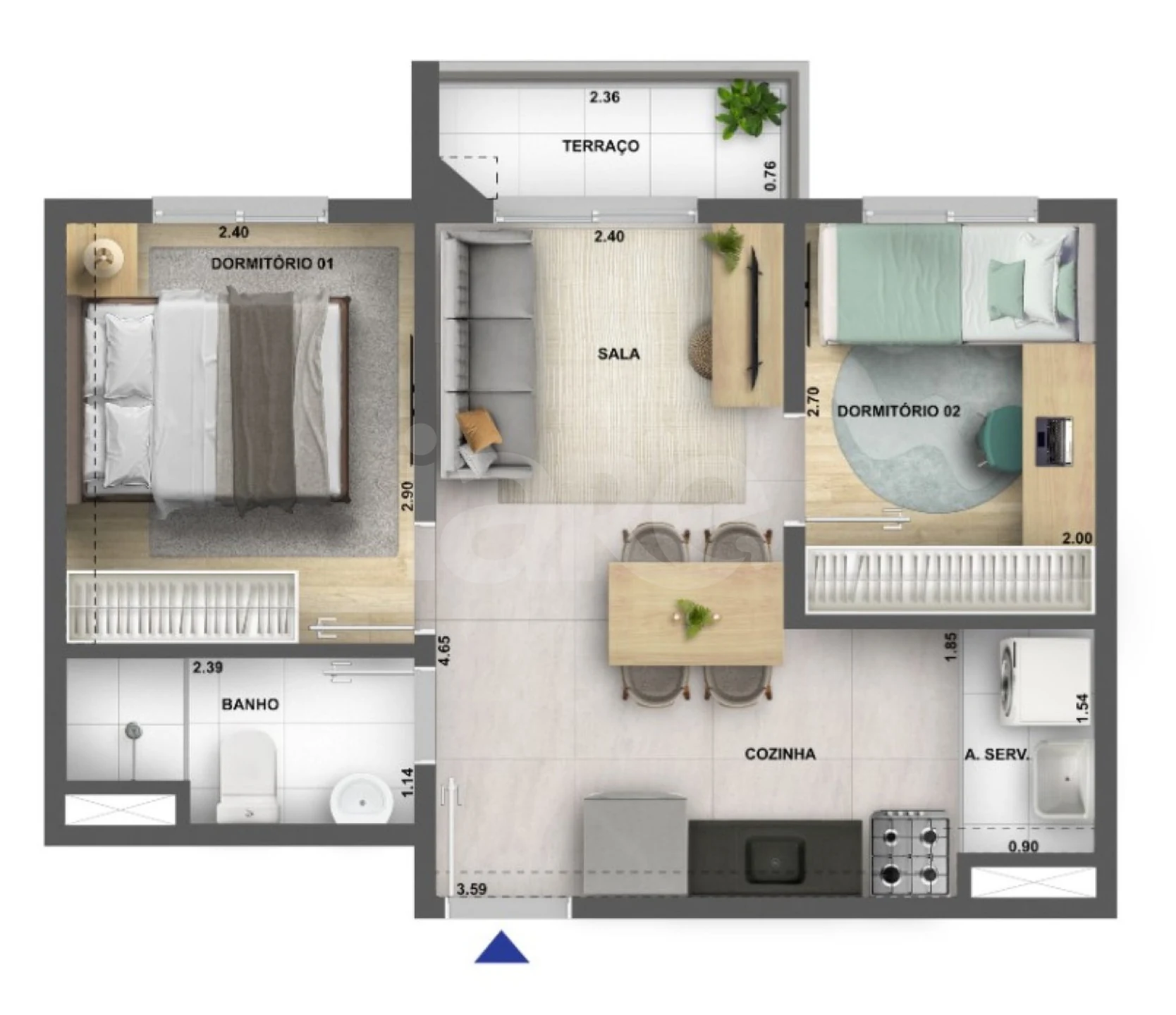 Planta — Apartamento 37 m²