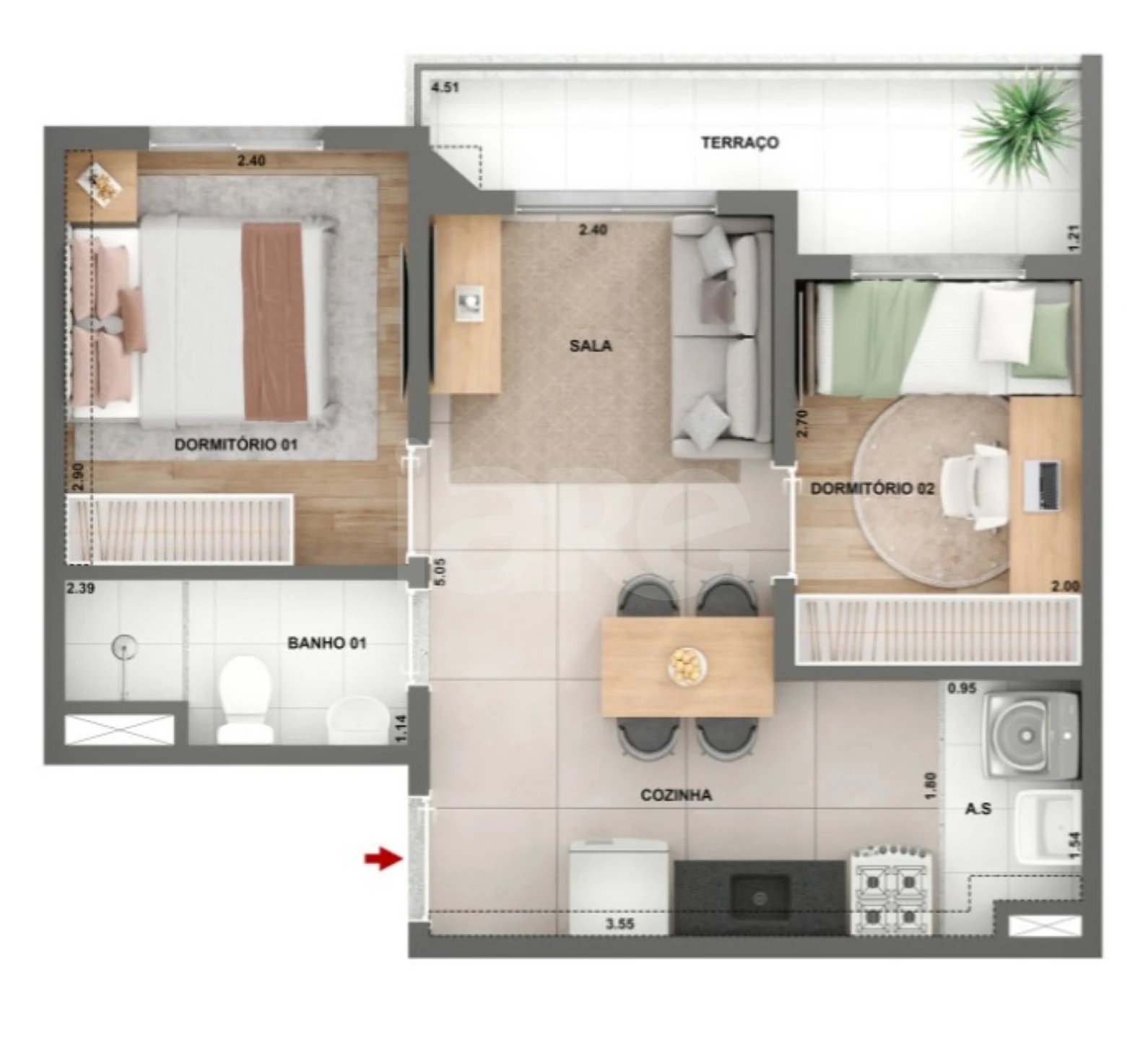 Planta — Apartamento 41 m²