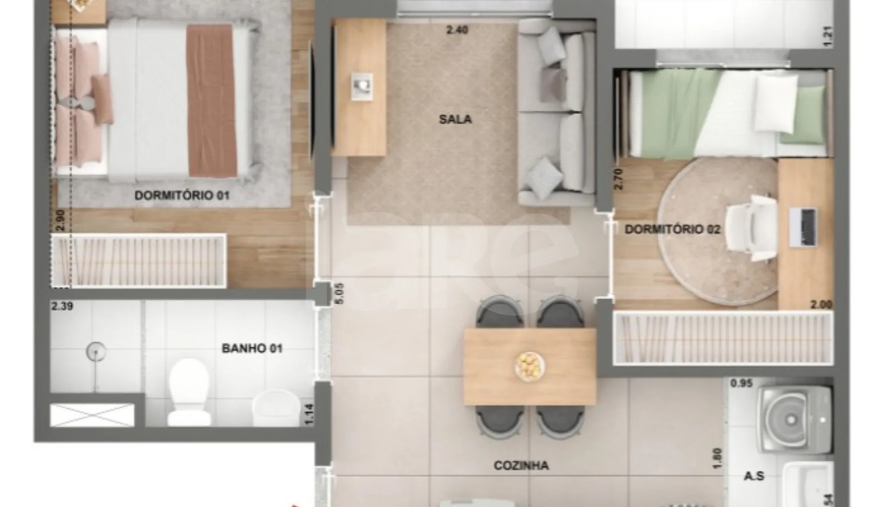 Planta — Apartamento 41 m²