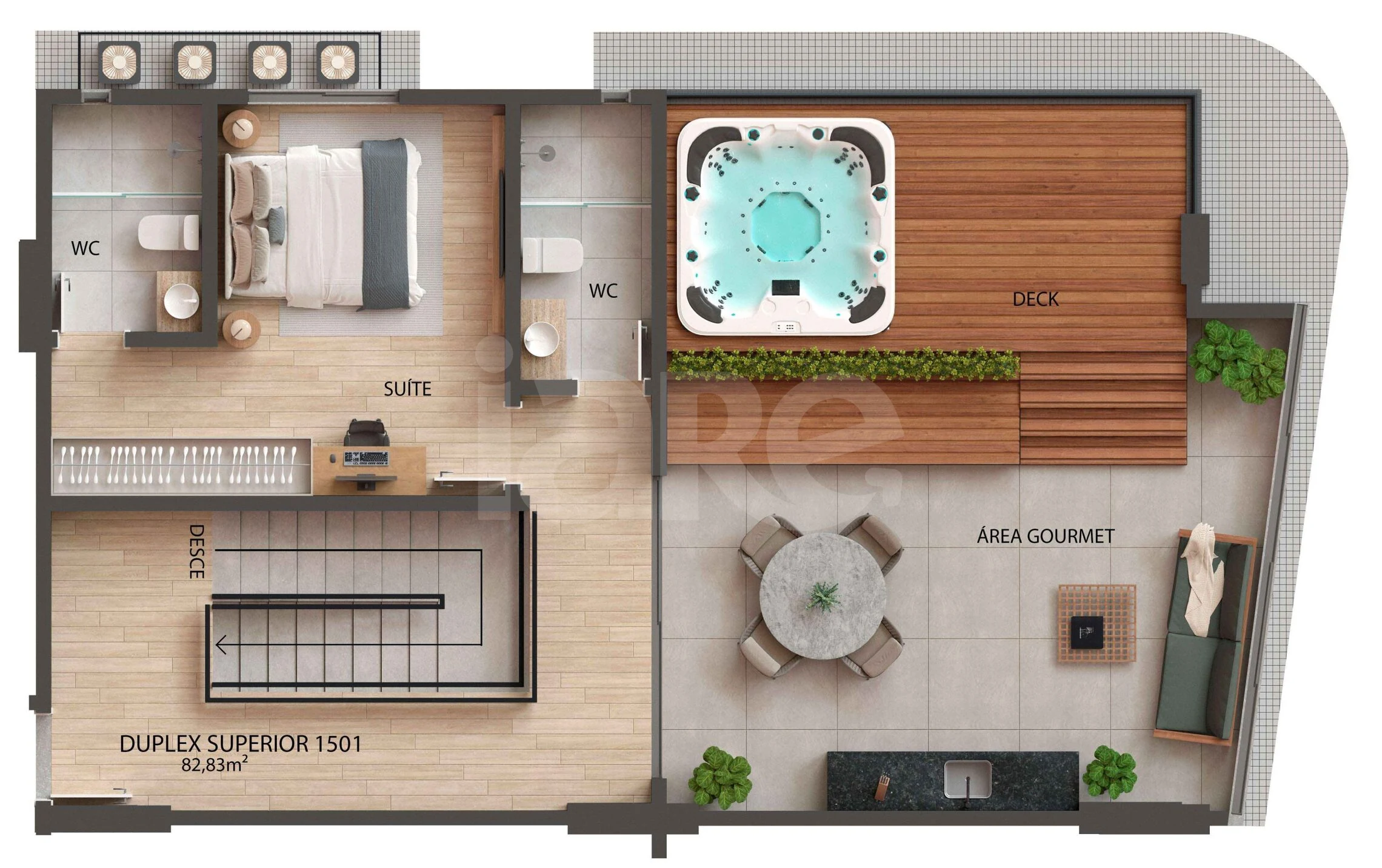 Planta — Cobertura Duplex 128,18 m²
