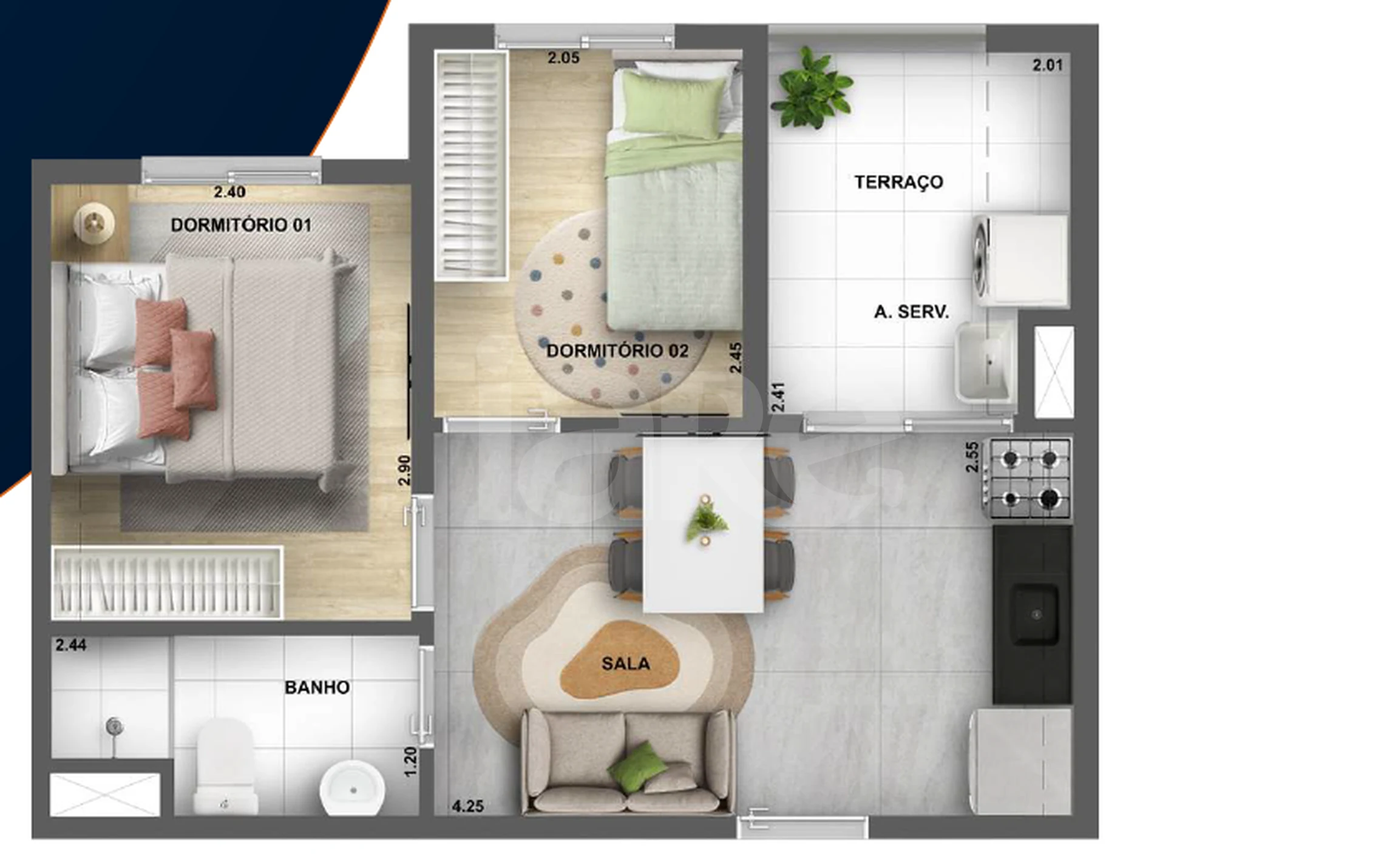 Planta — Apartamento 35 m²