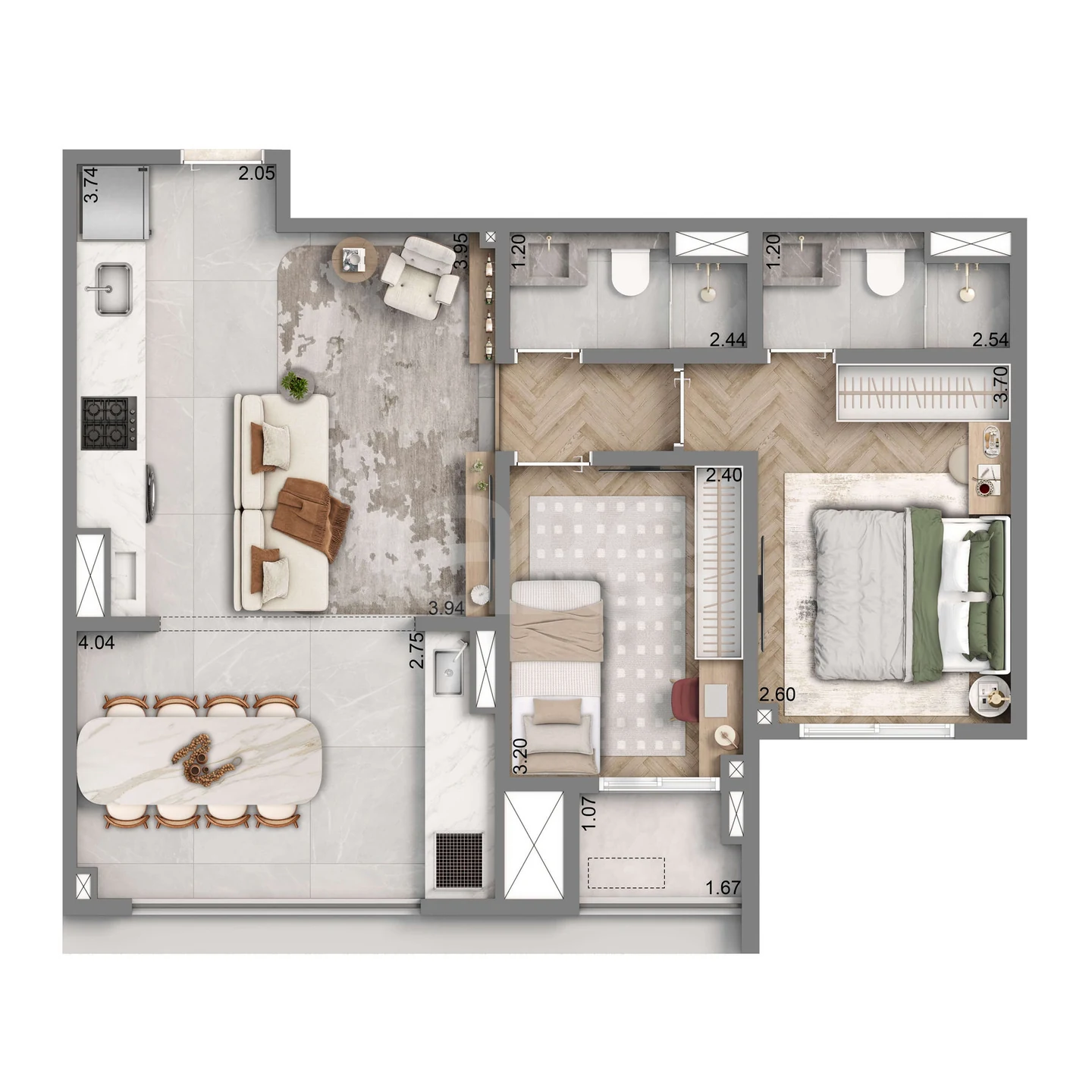 Planta — Apartamento 65,3 m²