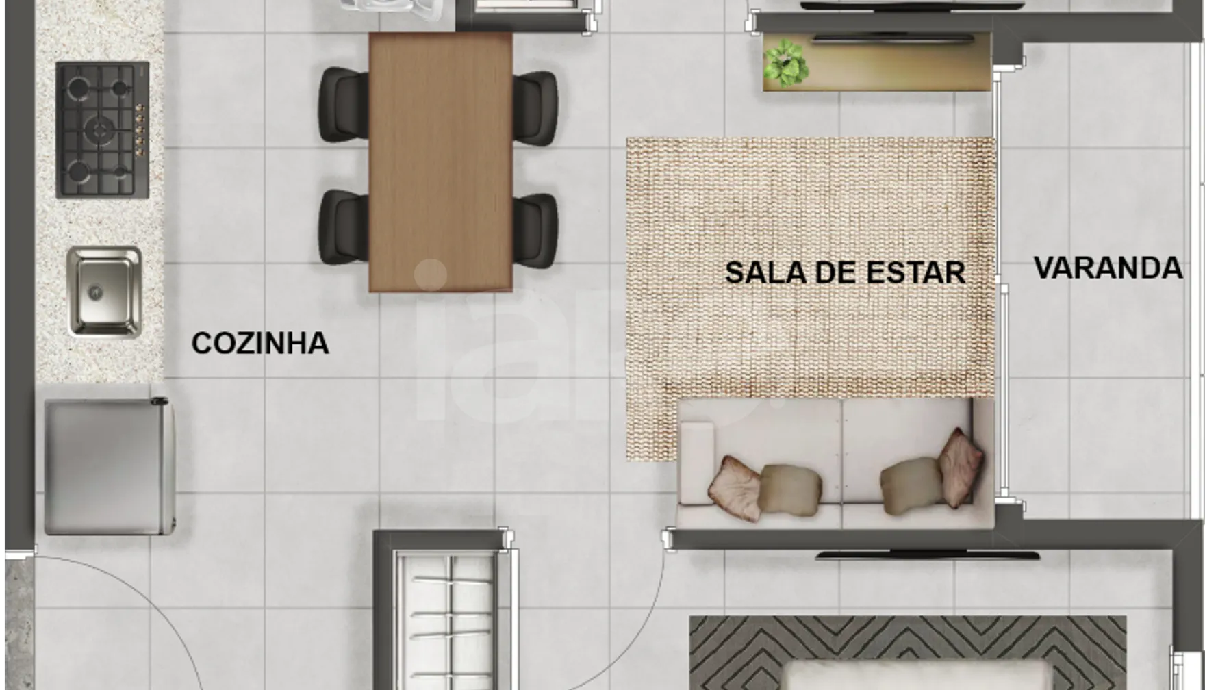 Planta — Apartamento 52,56 m²