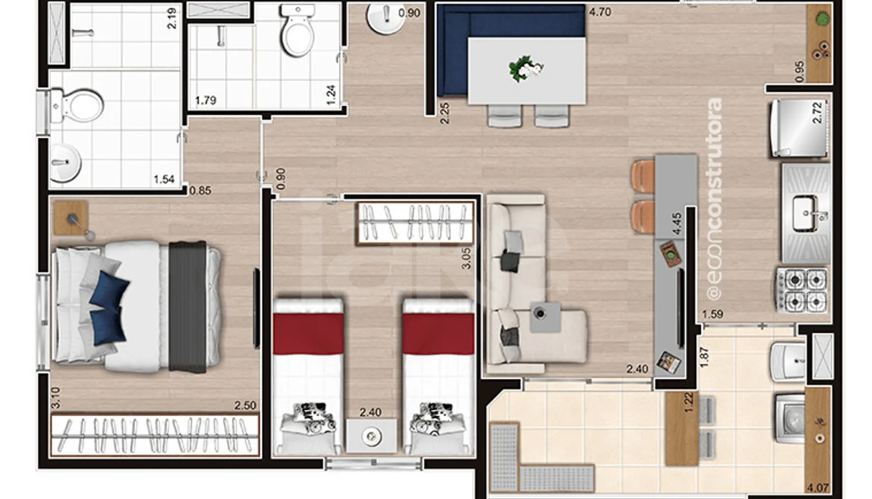 Planta — Apartamento 55,33 m²