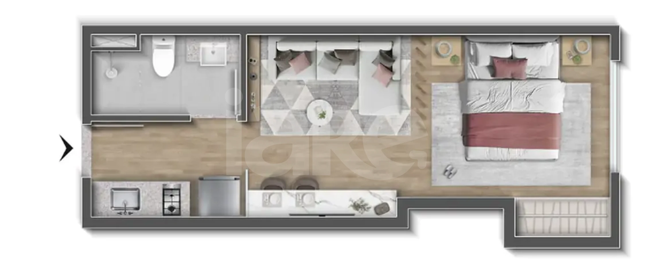 Planta — Studio 24,89 m²