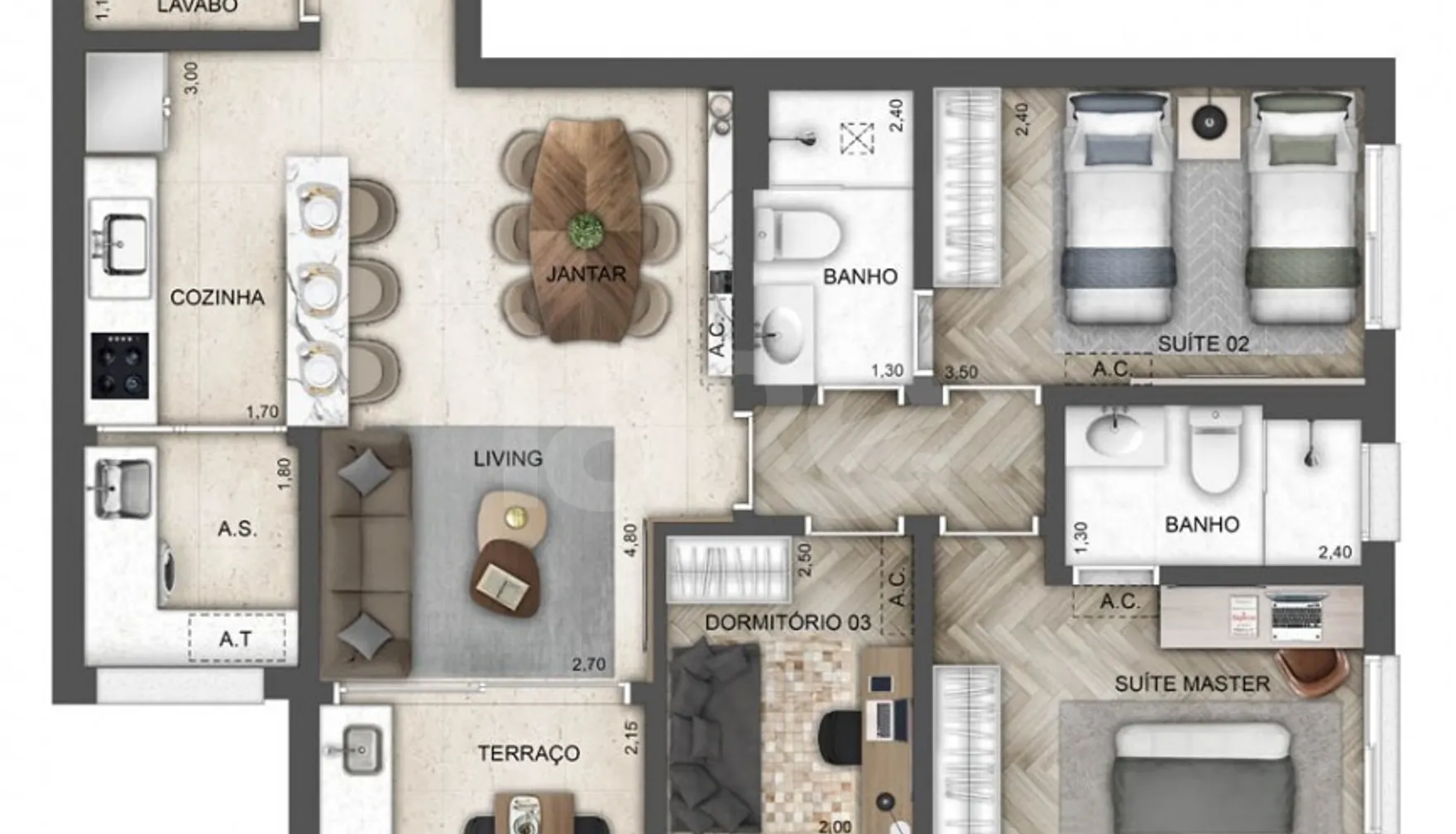 Planta — Apartamento 82,5 m²