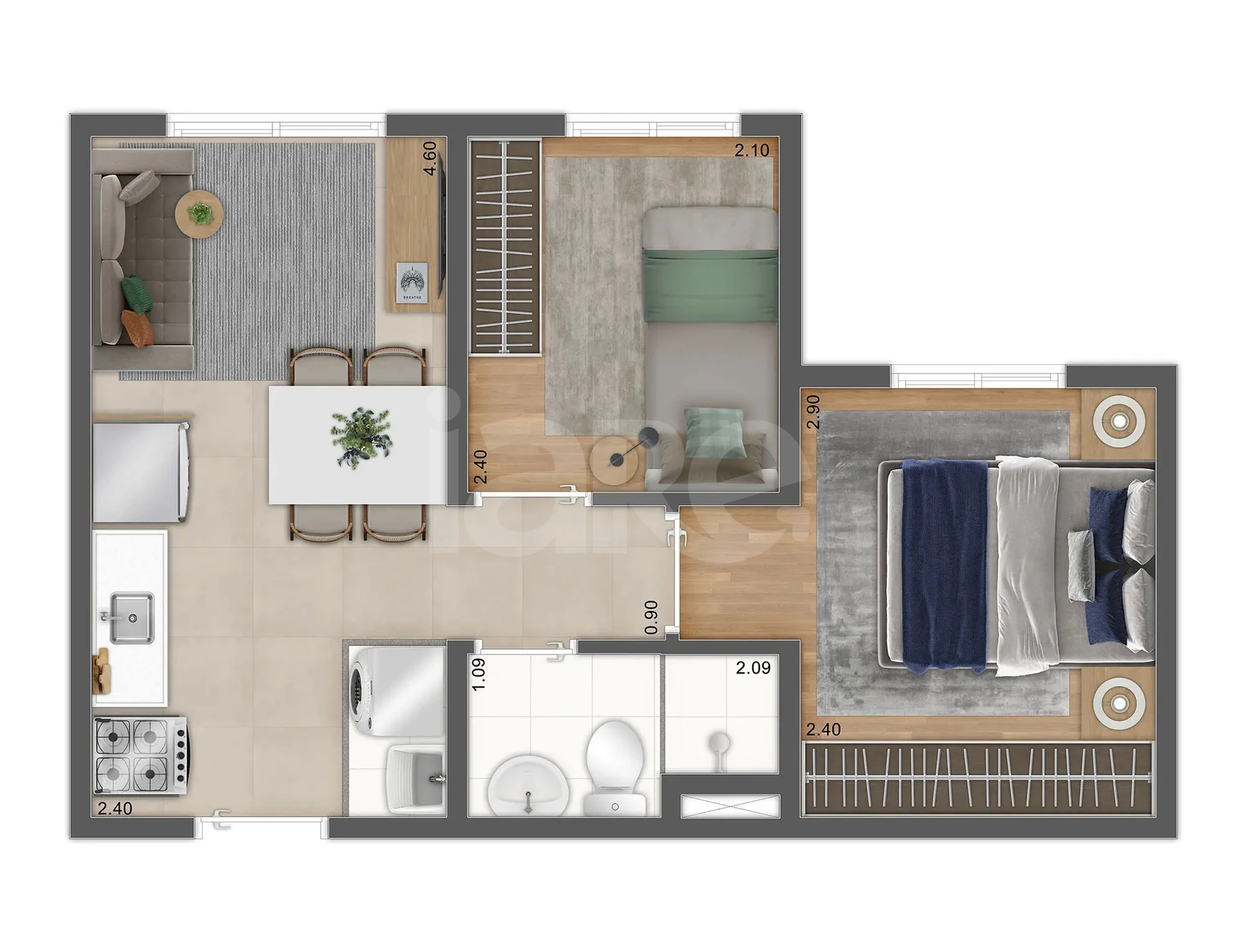 Planta — Apartamento 34,45 m²