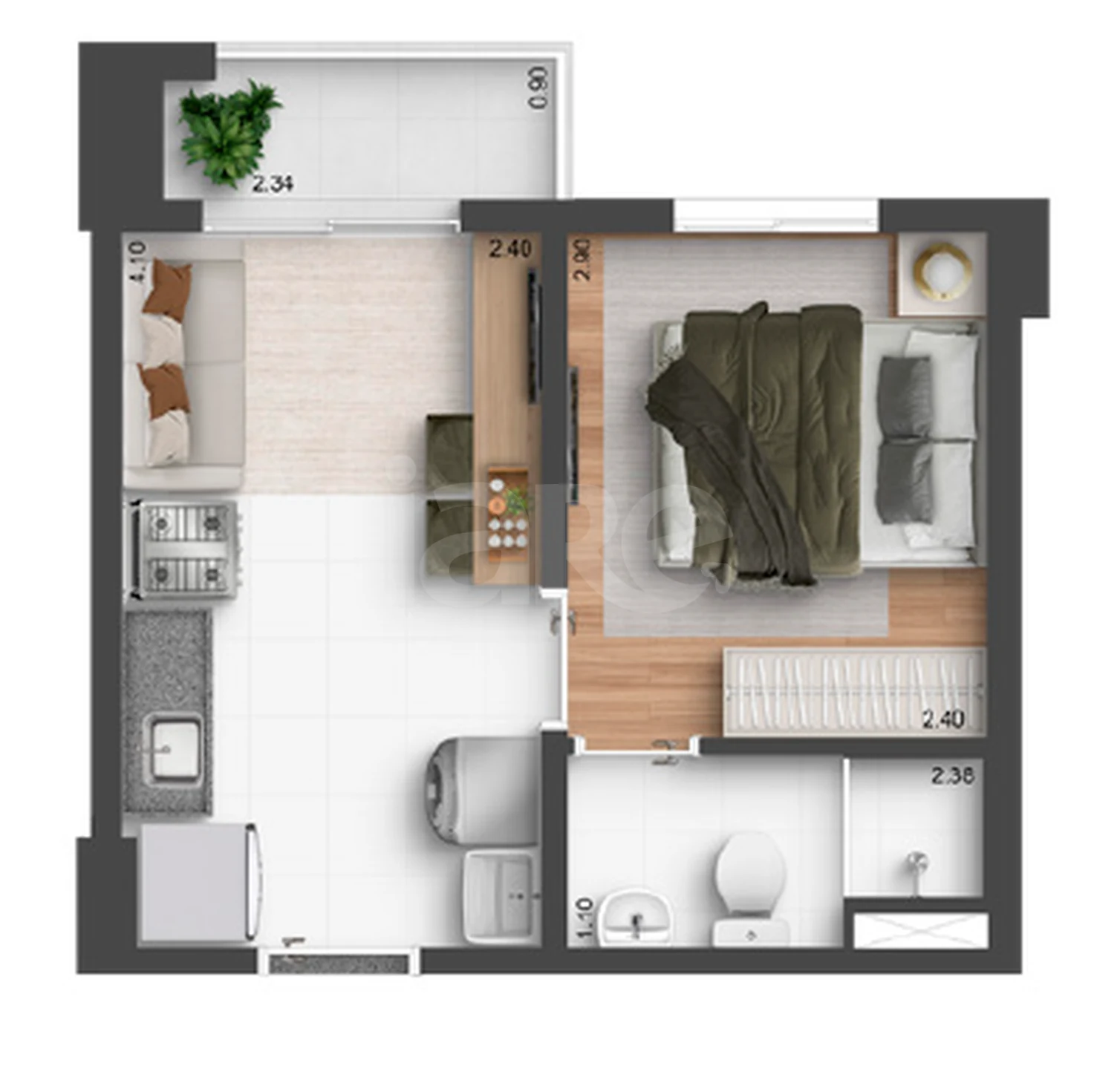 Planta — Apartamento 25,17 m²