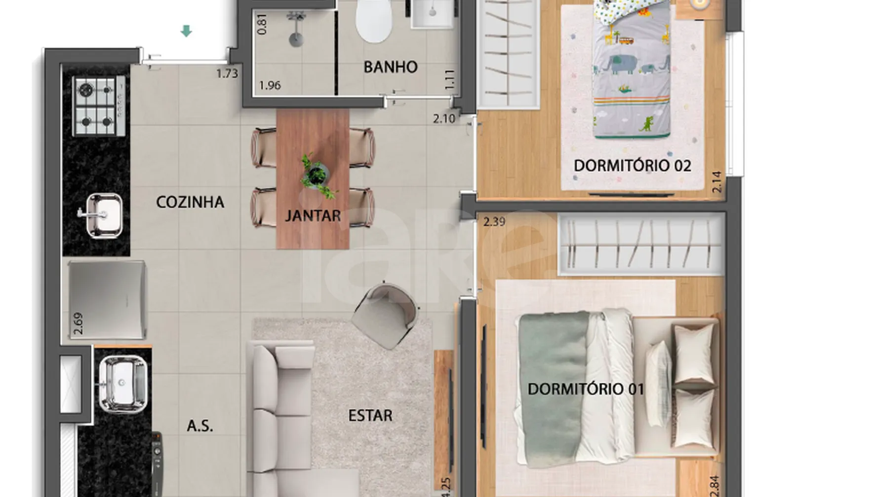Planta — Apartamento 35,72 m²