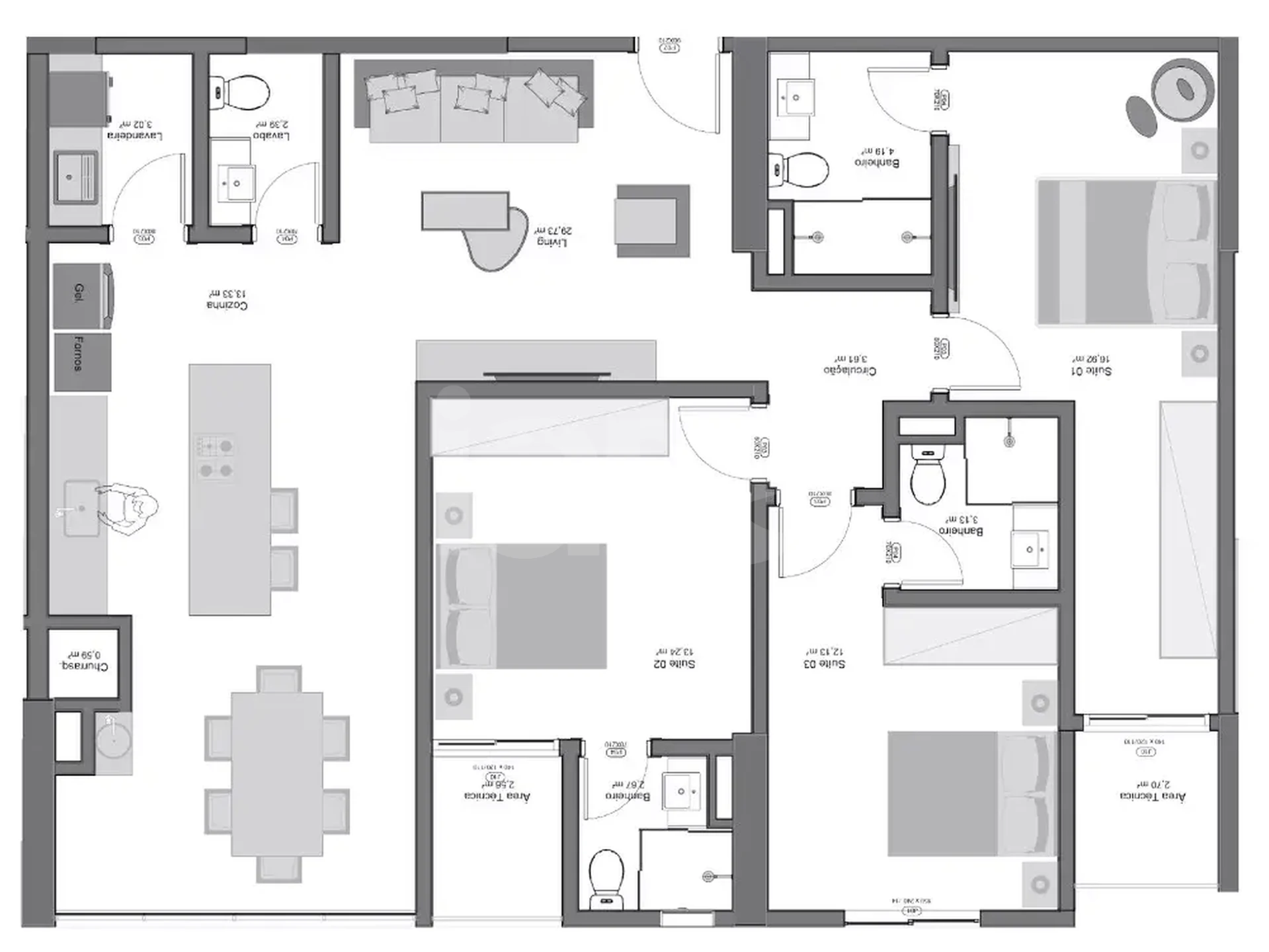 Planta — Apartamento 127,77 m²