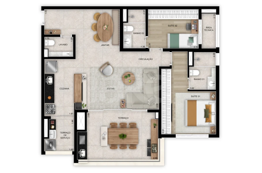 Planta — Apartamento 97,01 m²