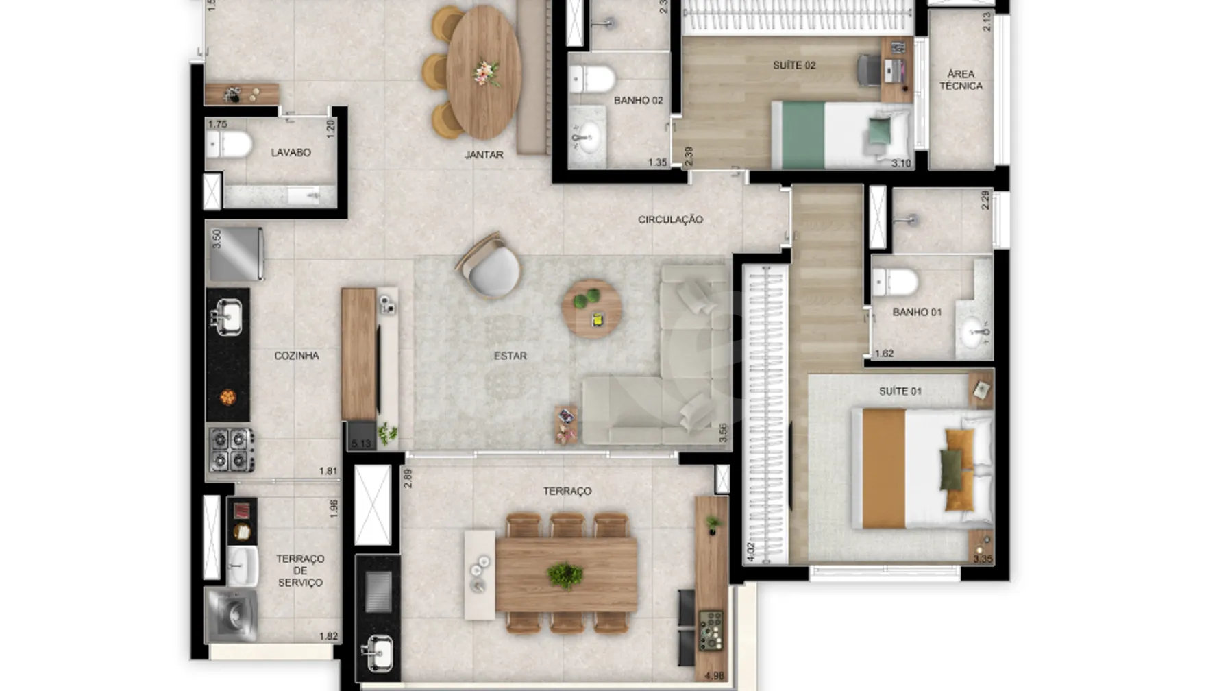 Planta — Apartamento 97,01 m²