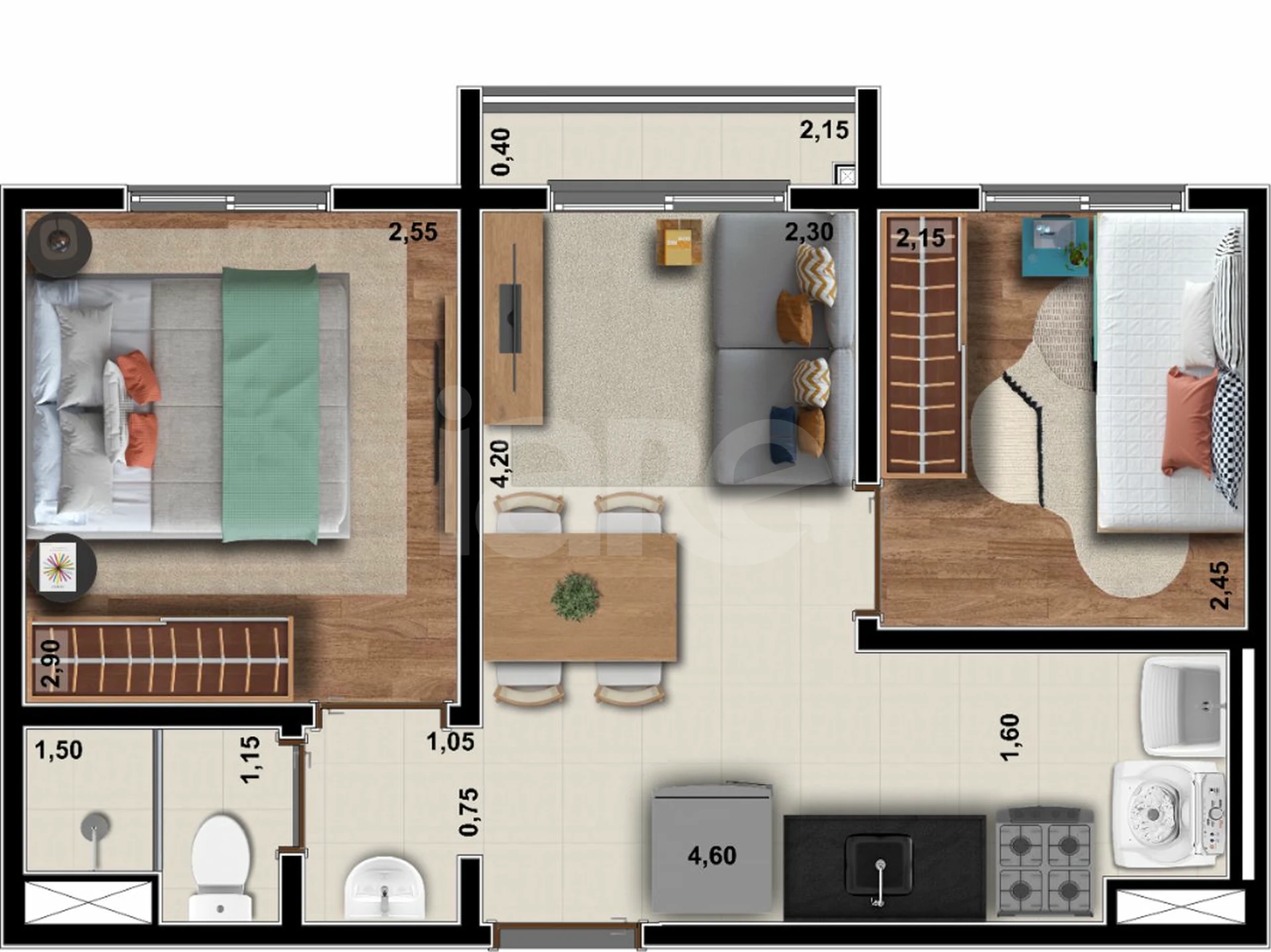 Planta — Apartamento 32,81 m²