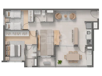 Planta — Apartamento 74,67 m²