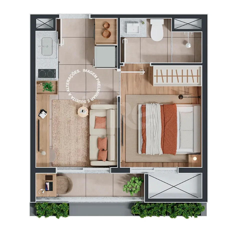 Planta — Apartamento 29,13 m²
