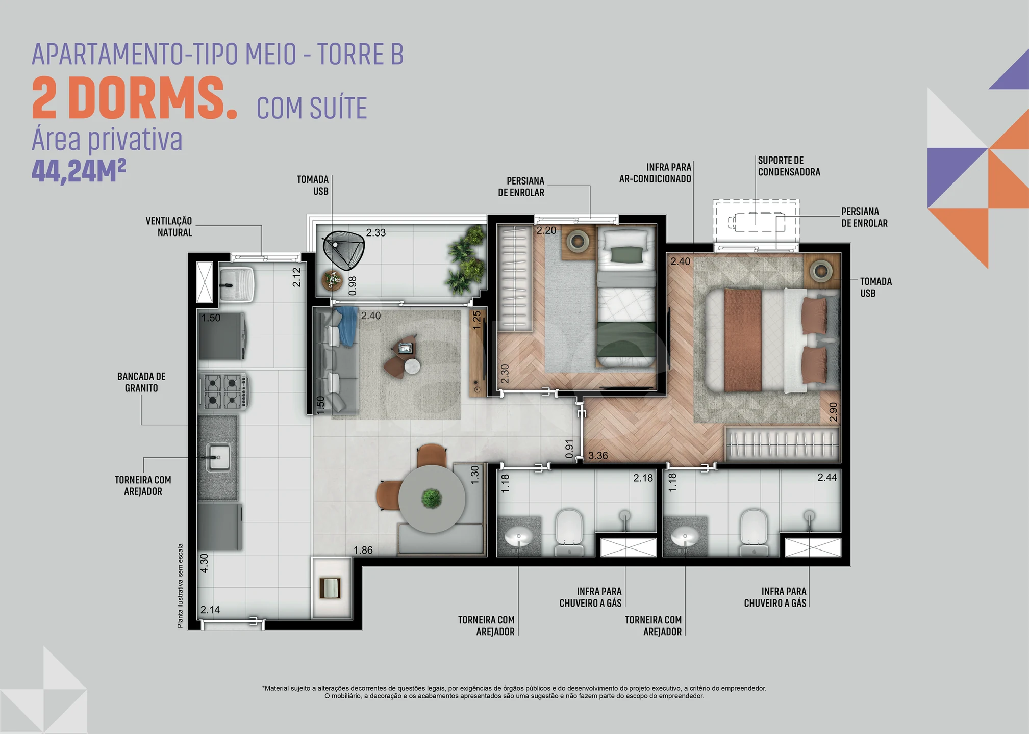 Planta — Apartamento 44,18 m²