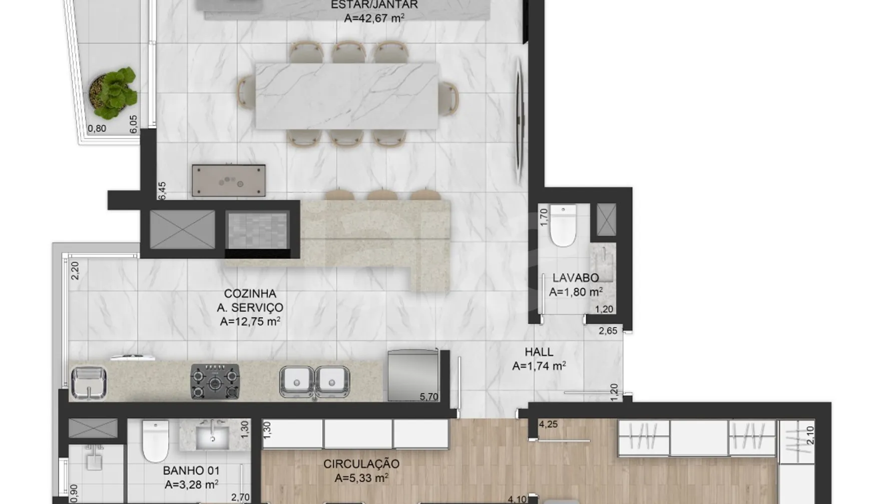 Planta — Apartamento 151,95 m²