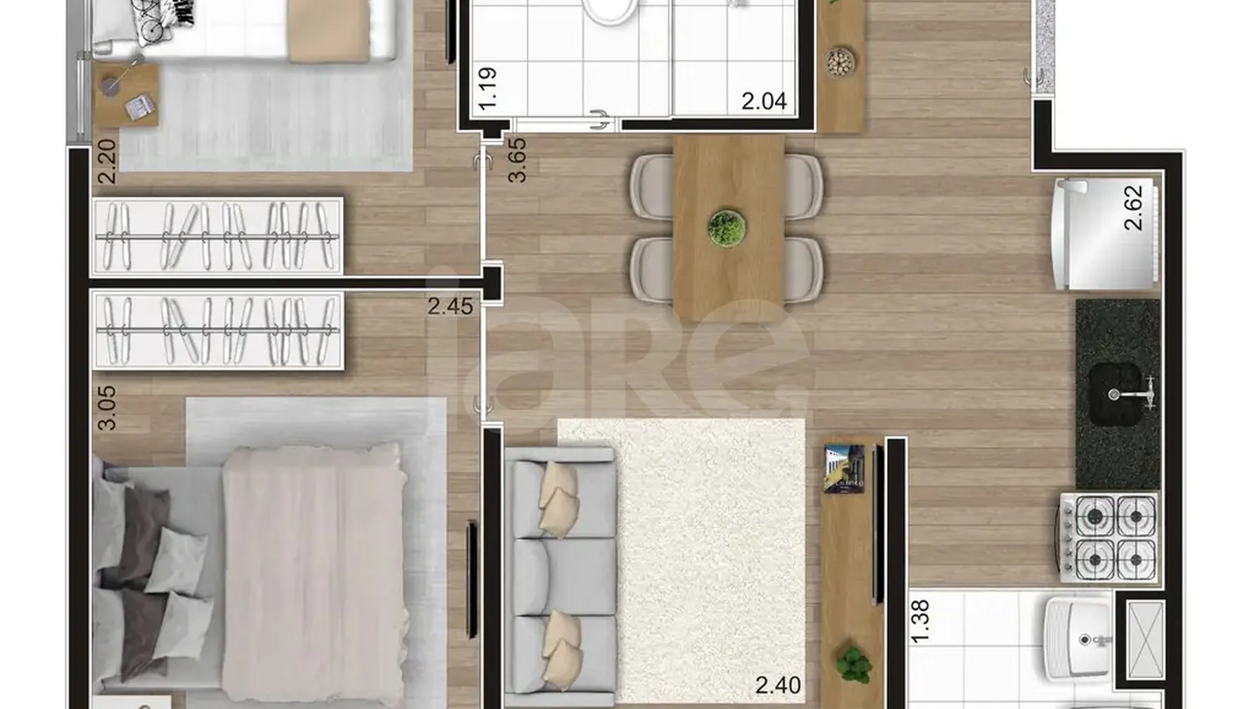 Planta — Apartamento 37,95 m²