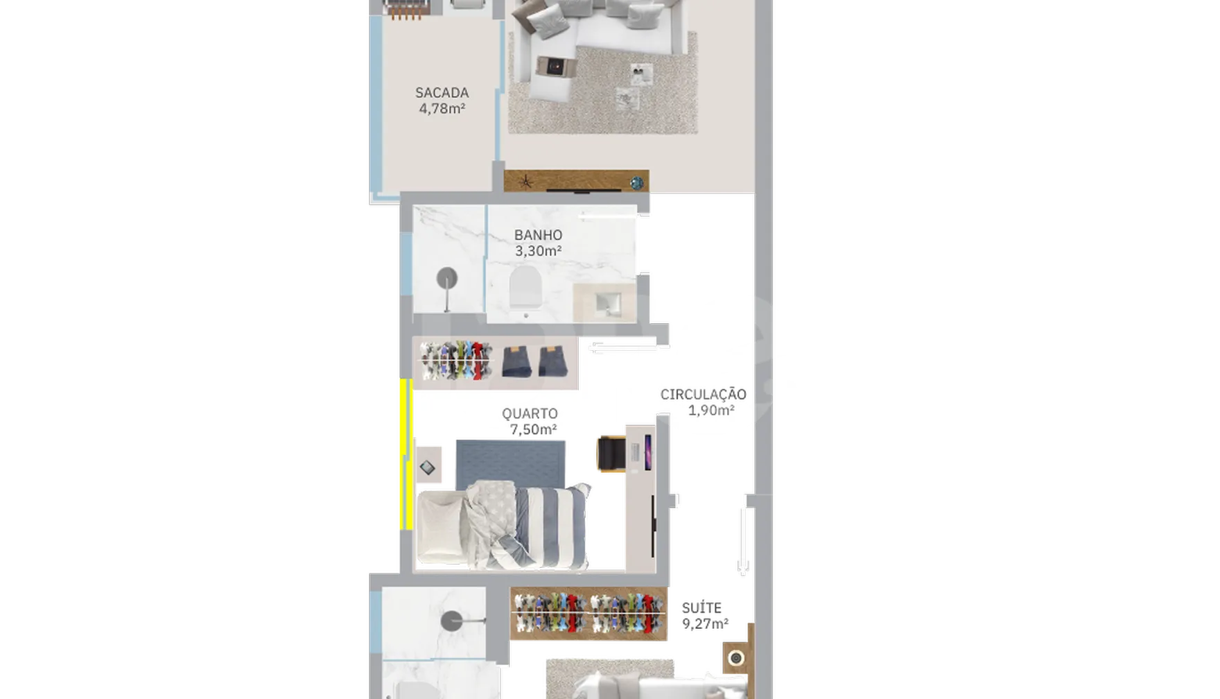 Planta — Apartamento 58,22 m²