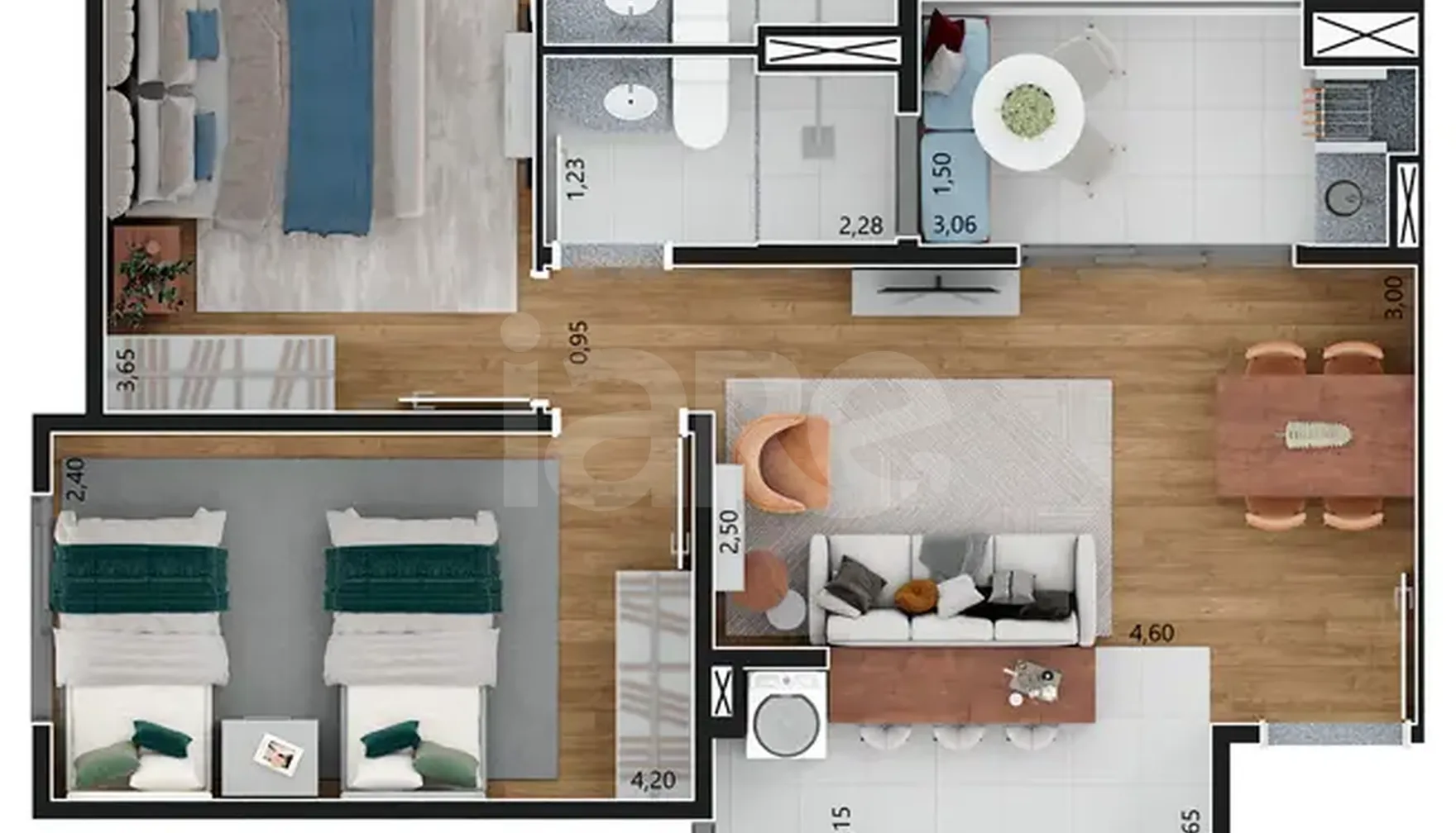 Planta — Apartamento 57,58 m²