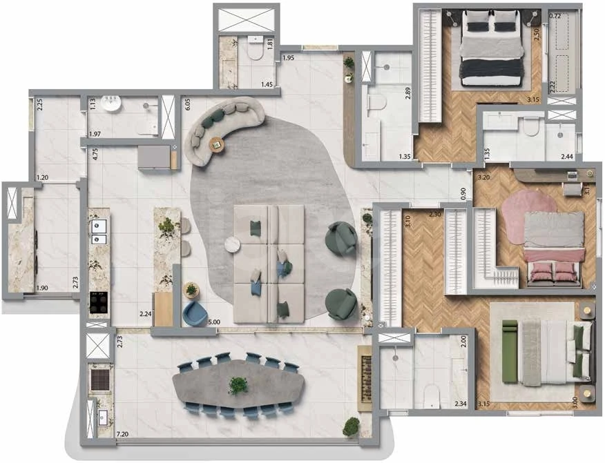 Planta — Apartamento 144,4 m²