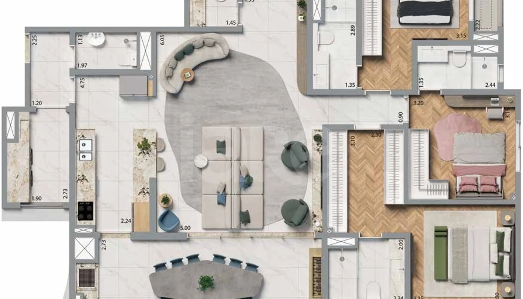 Planta — Apartamento 144,4 m²