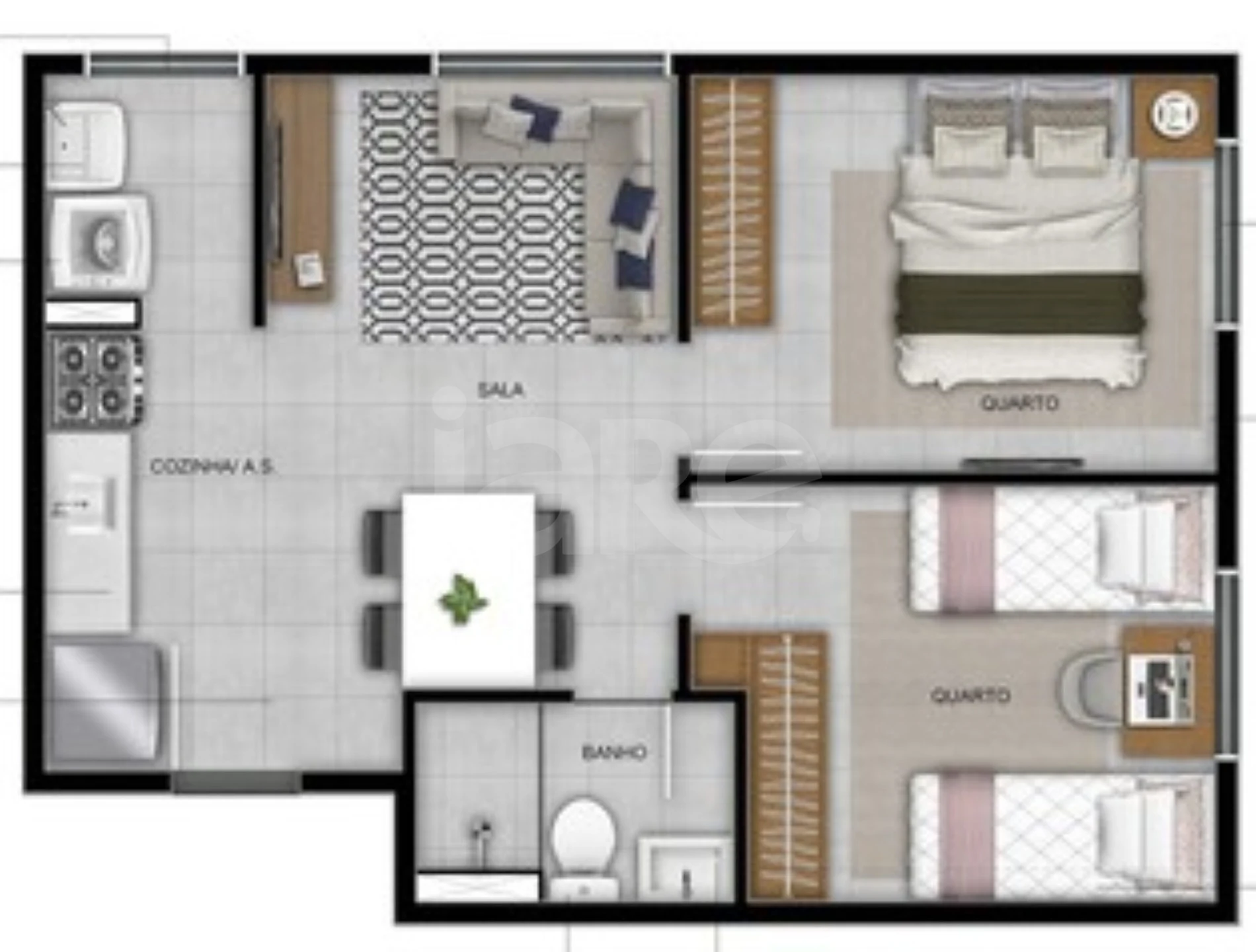 Planta — Apartamento 39,67 m²