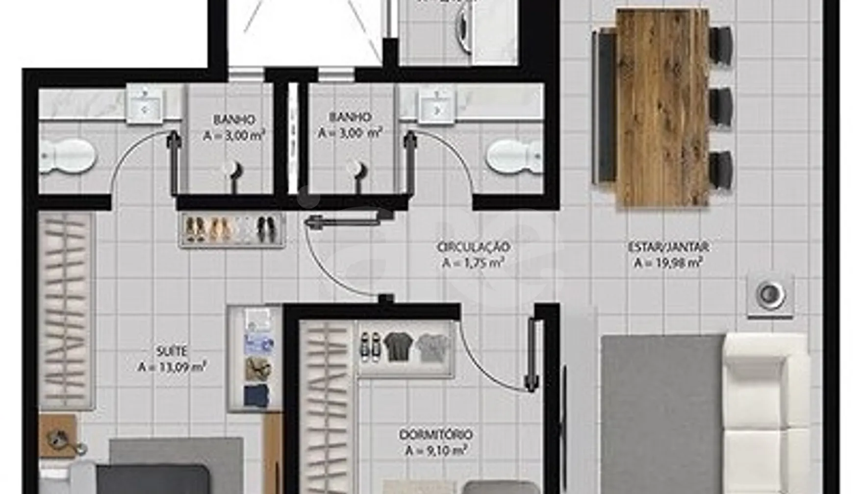 Planta — Apartamento 73,85 m²