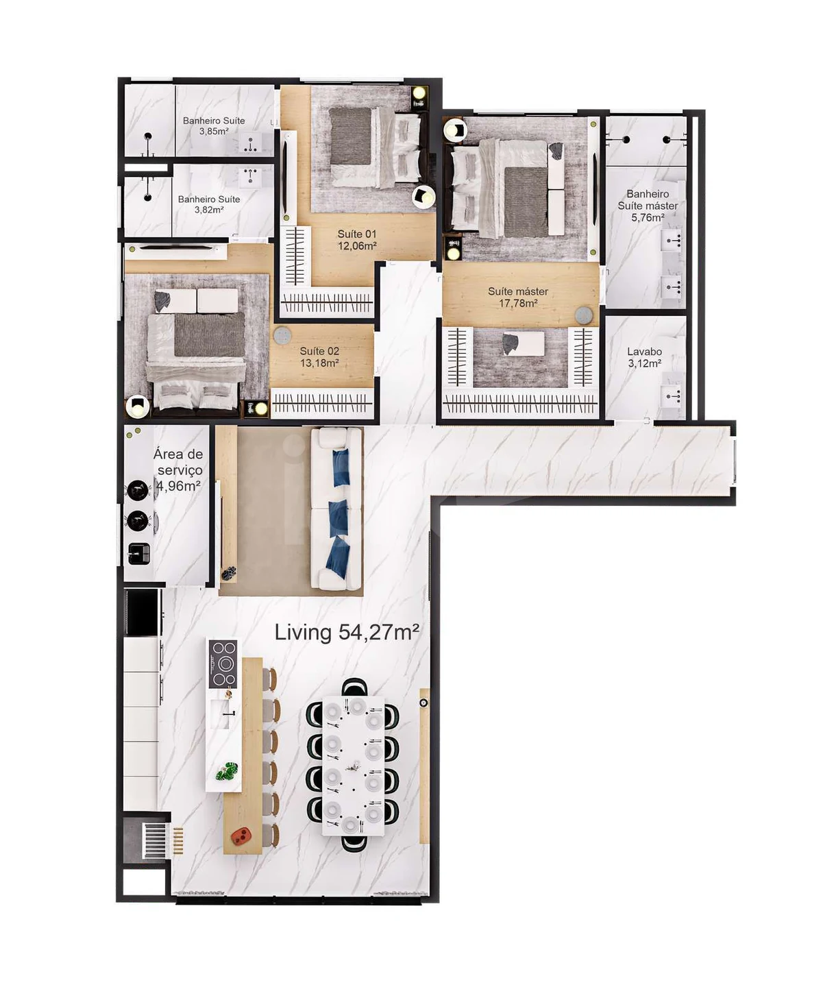 Planta — Apartamento 140 m²