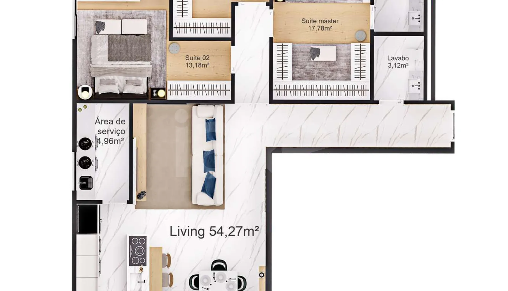 Planta — Apartamento 140 m²