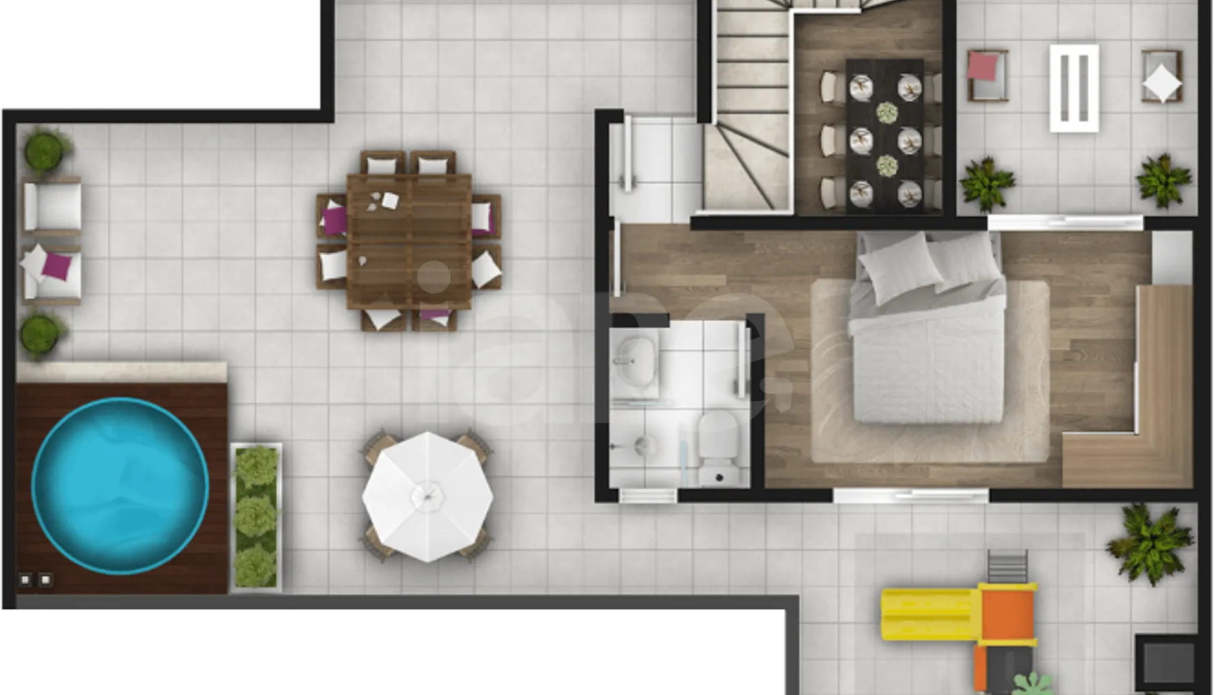 Planta — Cobertura Duplex 166,08 m²