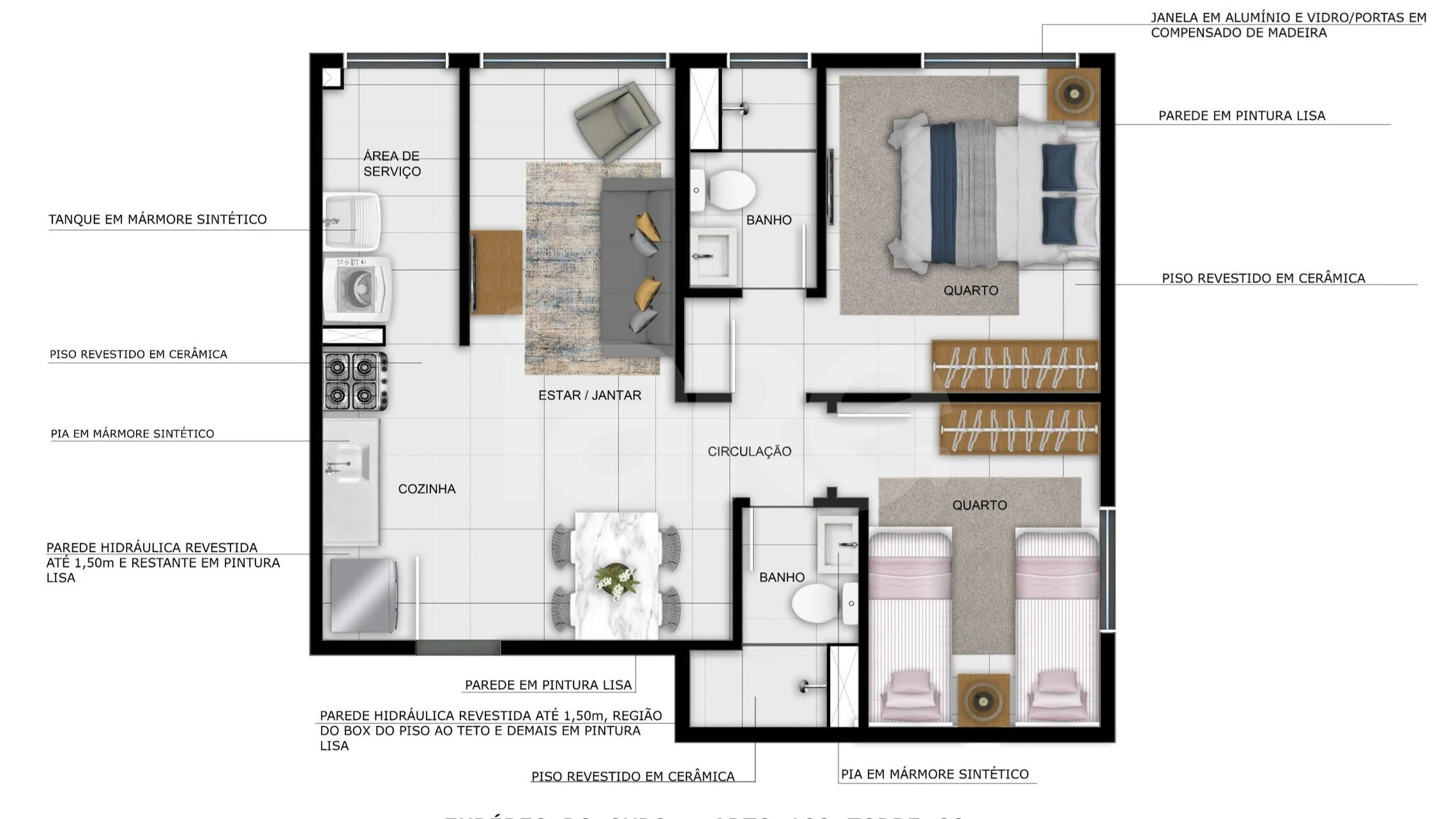 Planta — Apartamento 47,02 m²