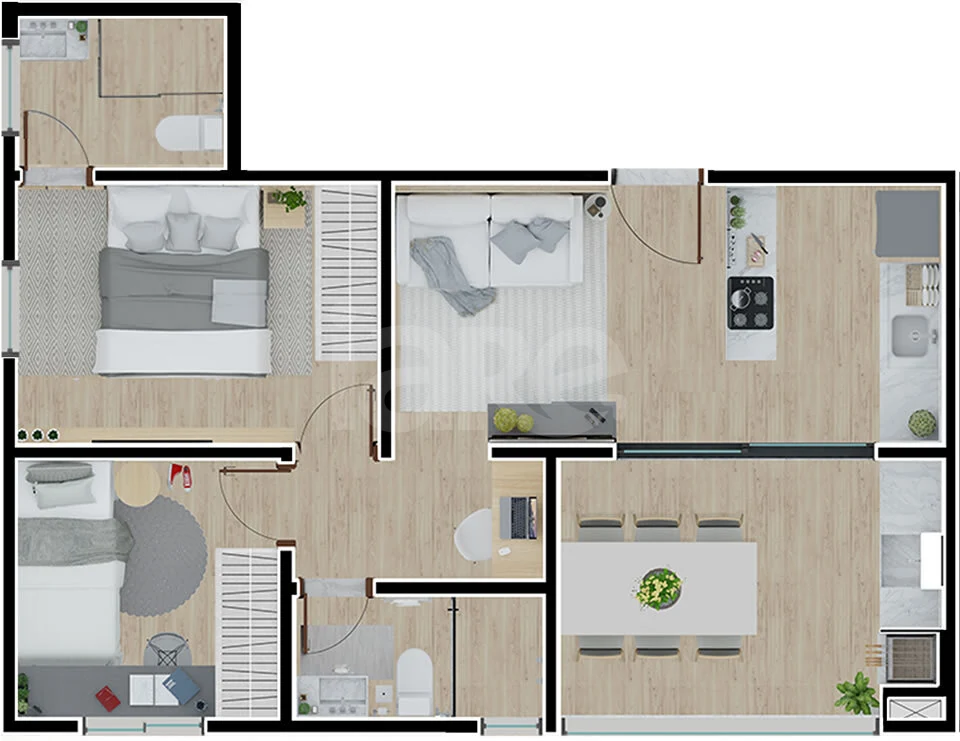 Planta — Apartamento 55,82 m²
