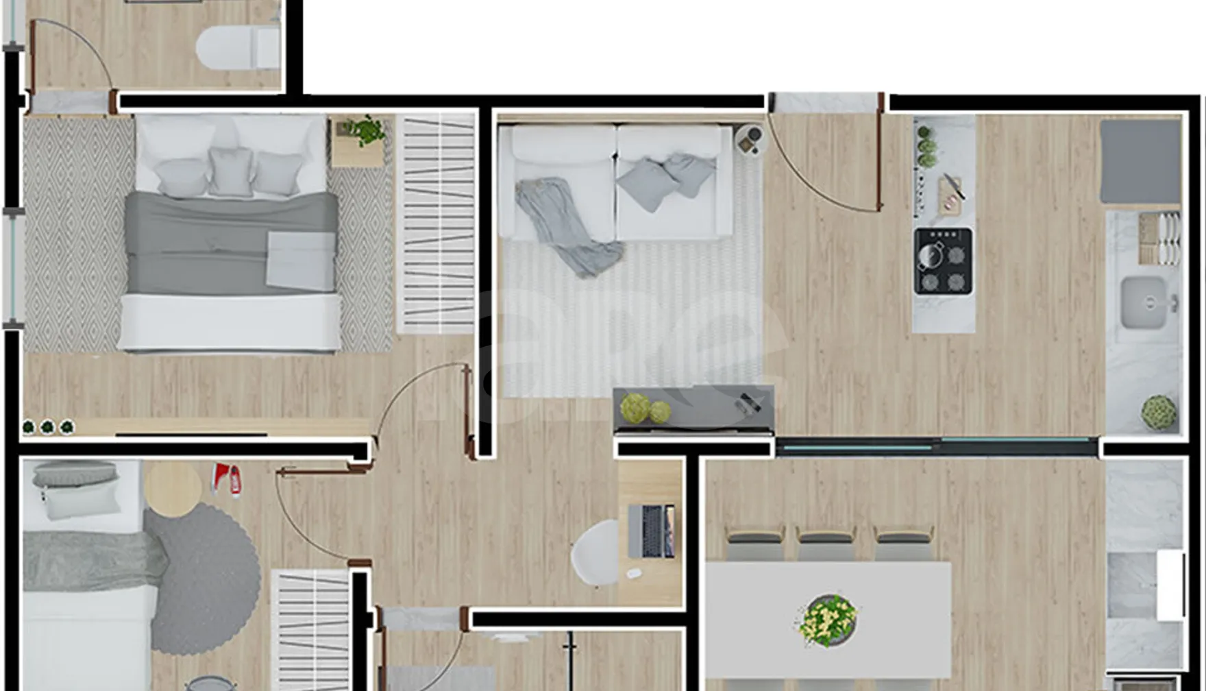 Planta — Apartamento 55,82 m²
