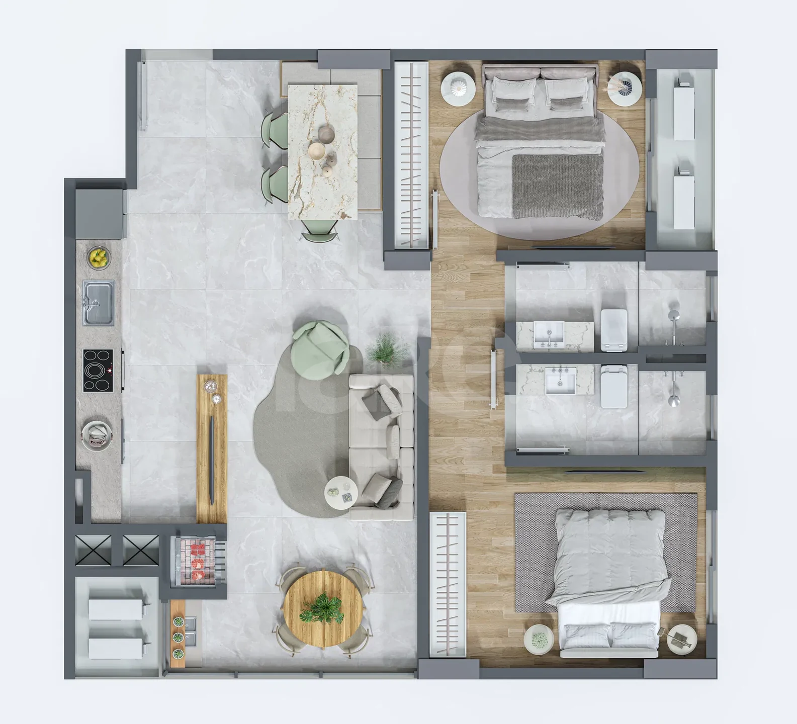 Planta — Apartamento 64,7 m²