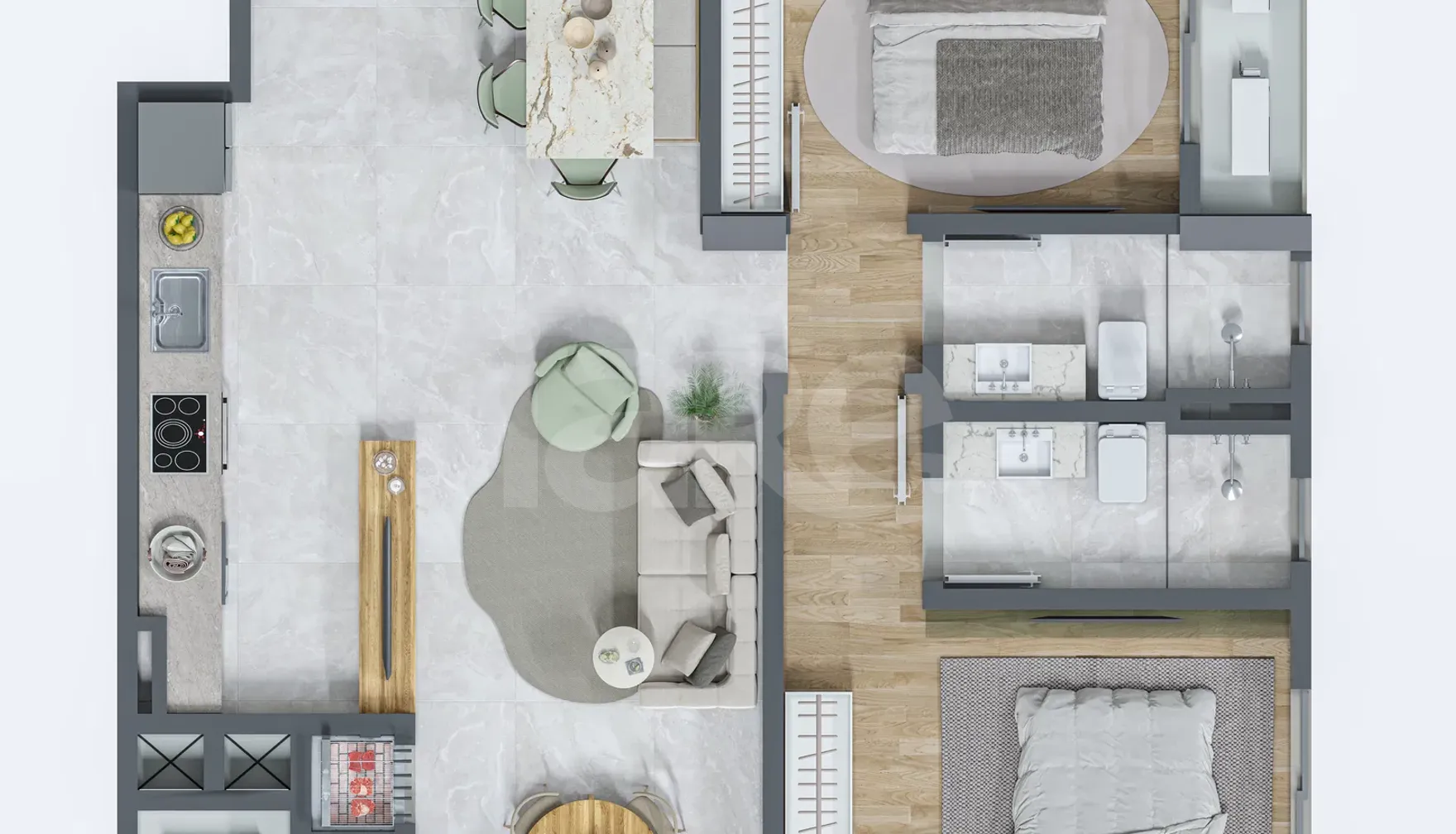 Planta — Apartamento 64,7 m²