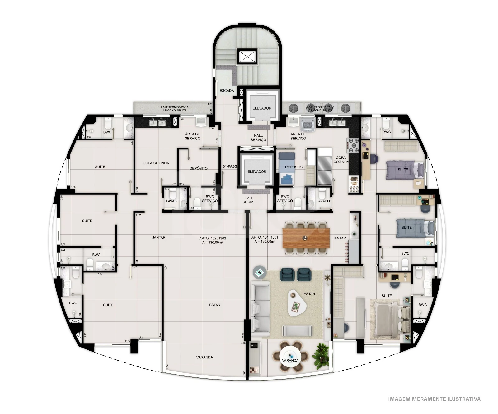 Planta — Apartamento 130 m²