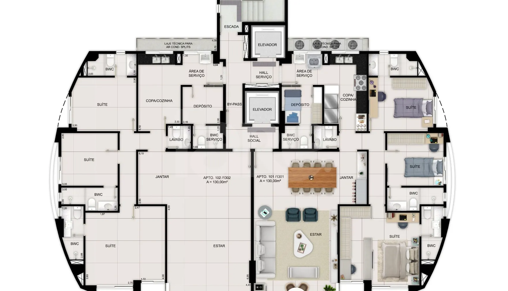 Planta — Apartamento 130 m²