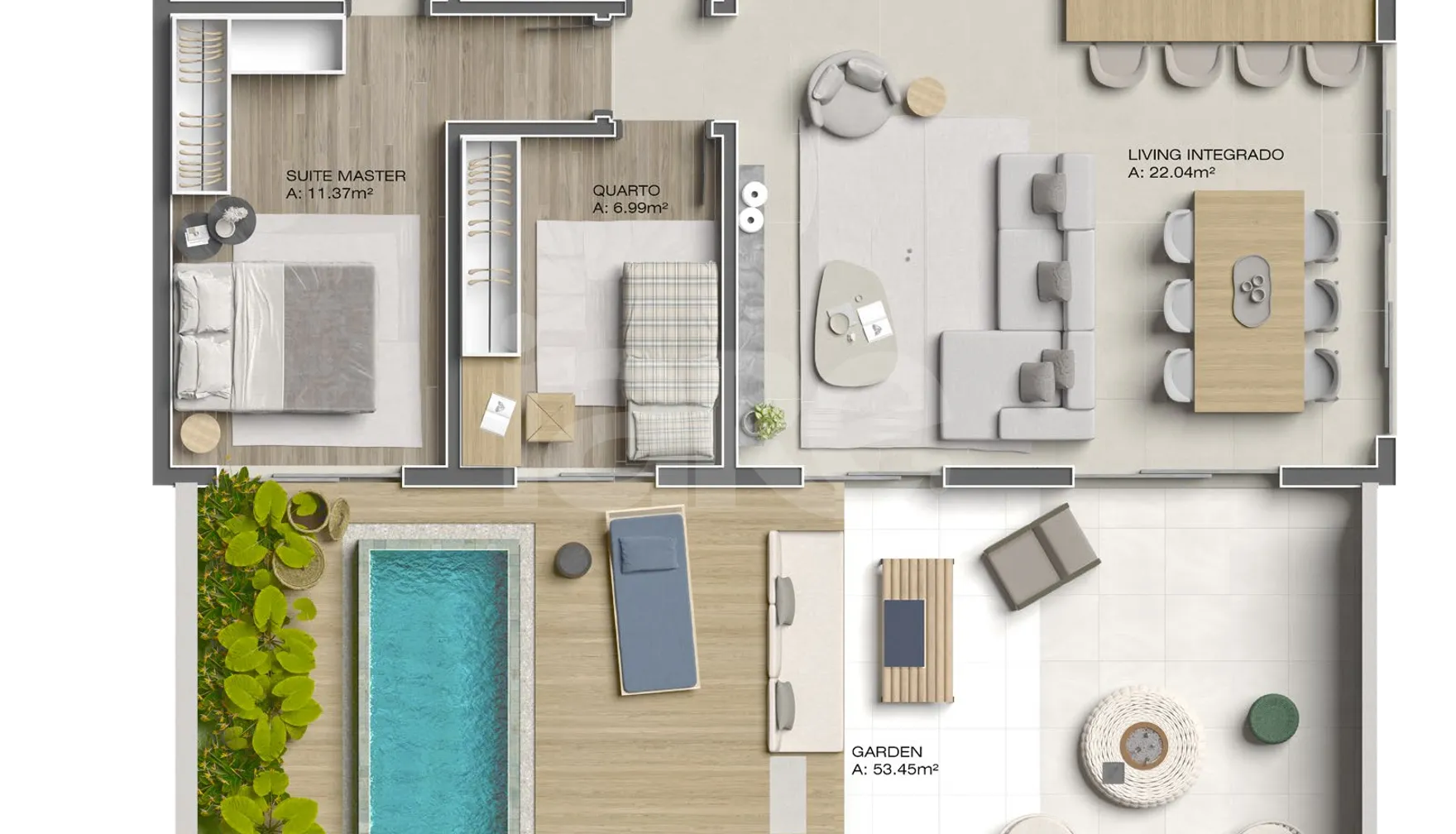 Planta — Garden 121,66 m²