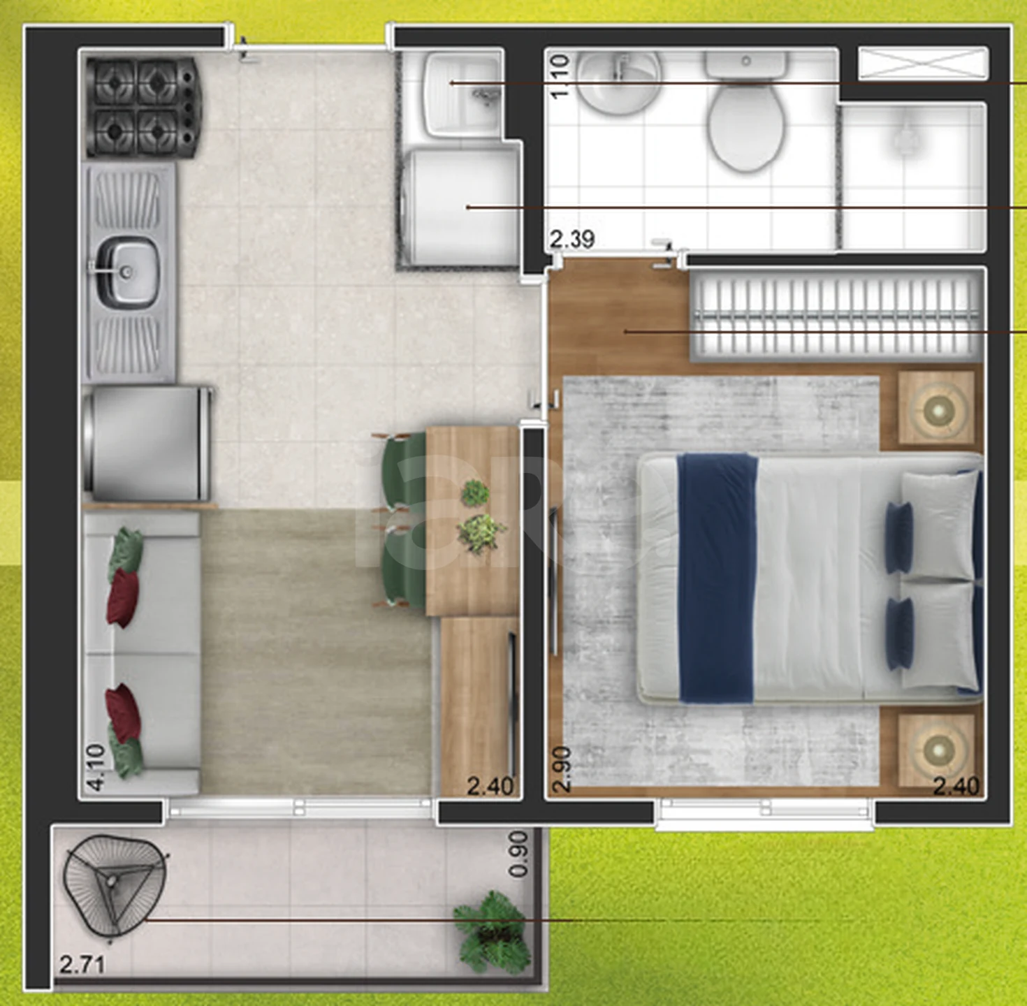 Planta — Apartamento 25,29 m²