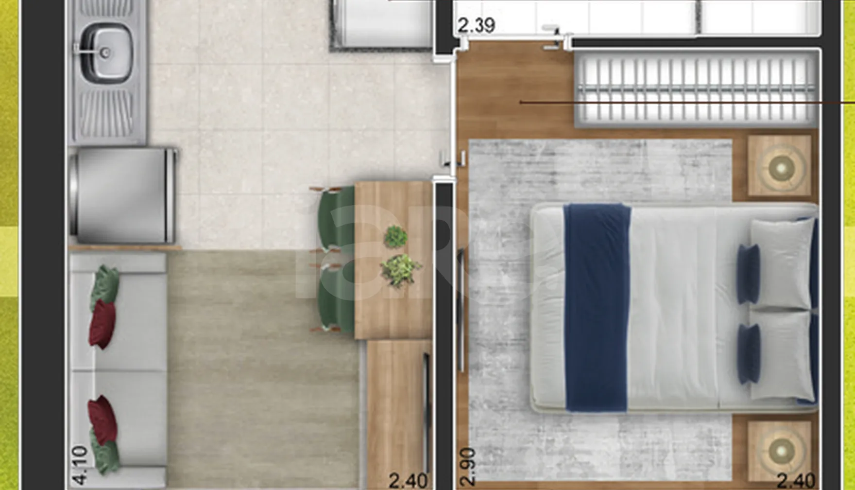Planta — Apartamento 25,29 m²