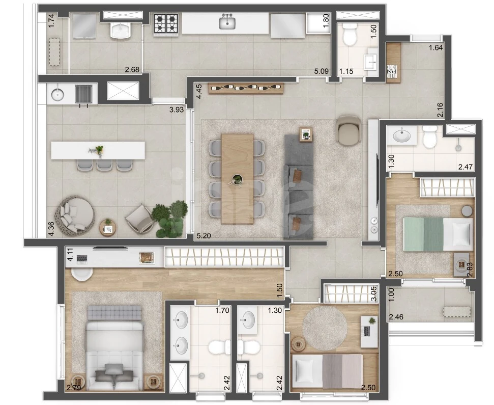 Planta — Apartamento 129,52 m²