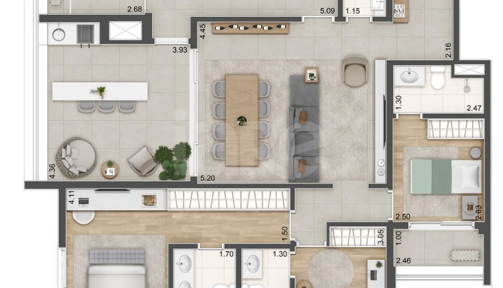 Planta — Apartamento 129,52 m²