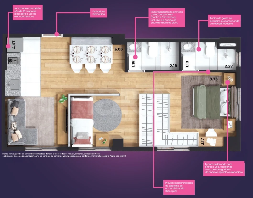 Planta — Apartamento 48 m²