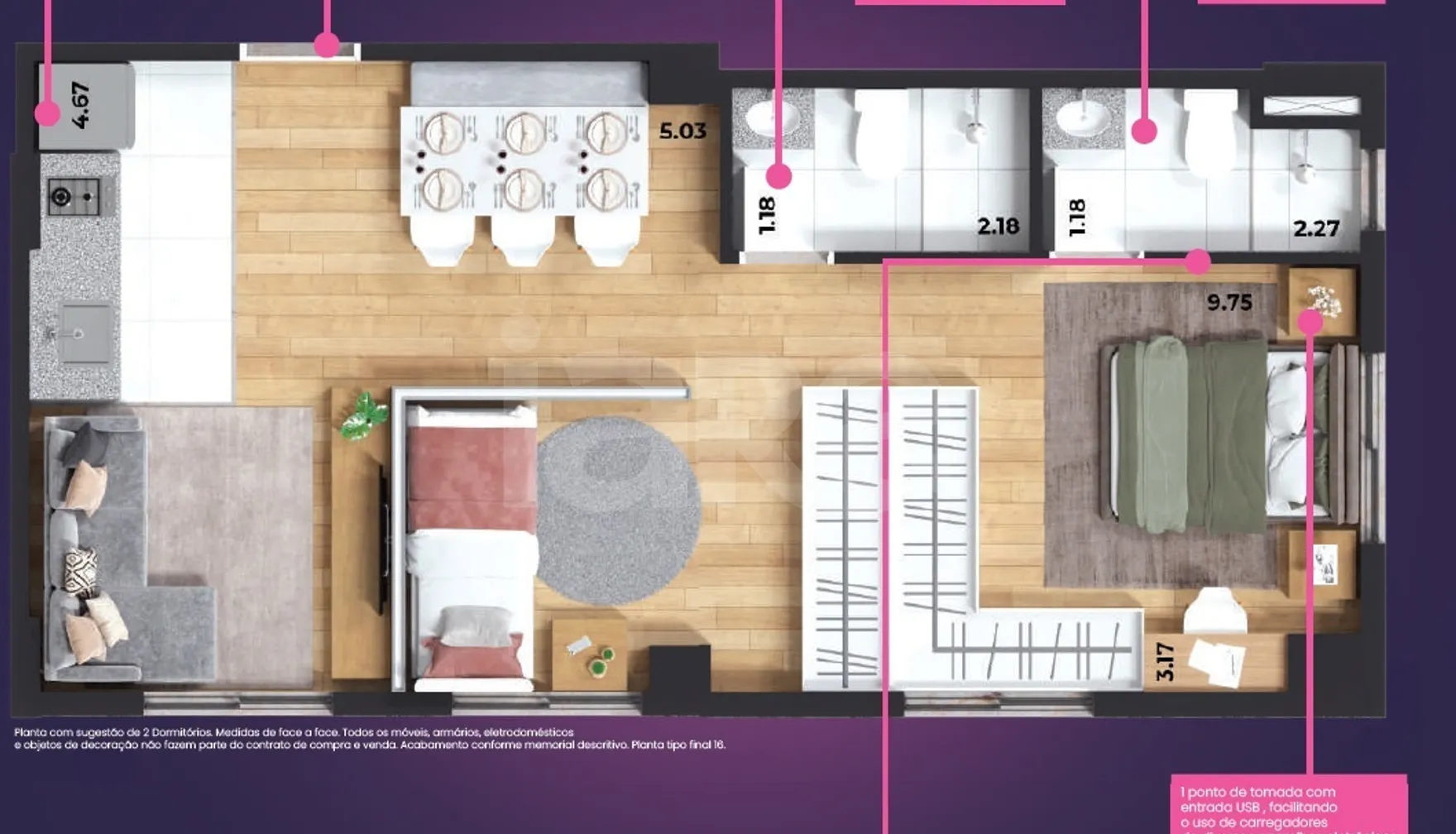 Planta — Apartamento 48 m²