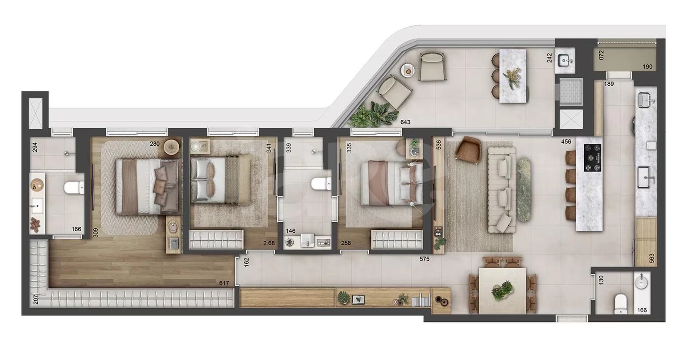 Planta — Apartamento 130,07 m²