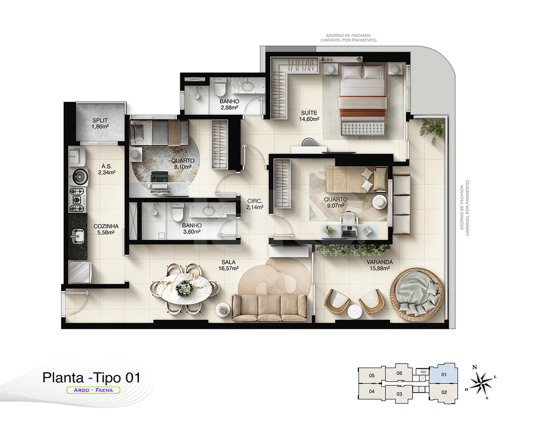 Planta — Apartamento 95,55 m²