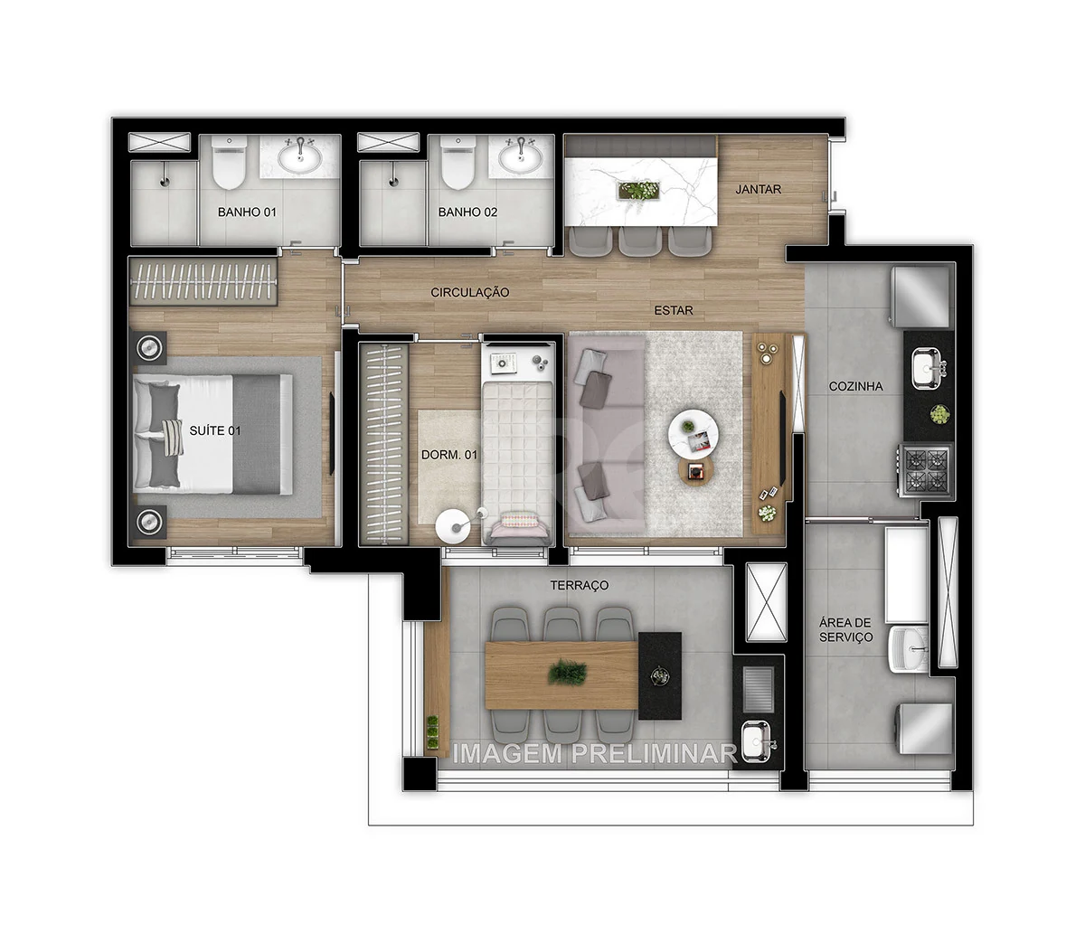 Planta — Apartamento 67,93 m²