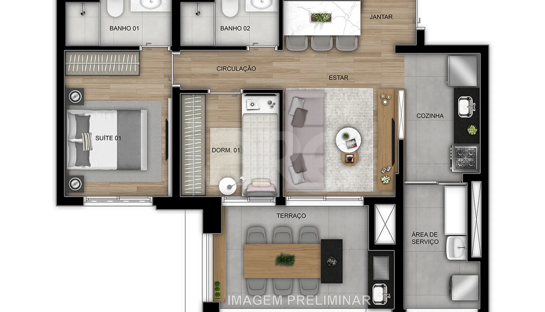 Planta — Apartamento 67,93 m²