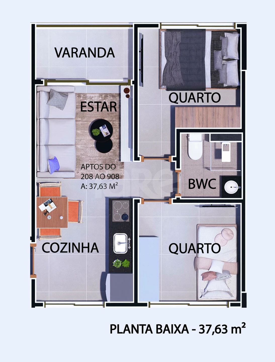 Planta — Apartamento 37,63 m²